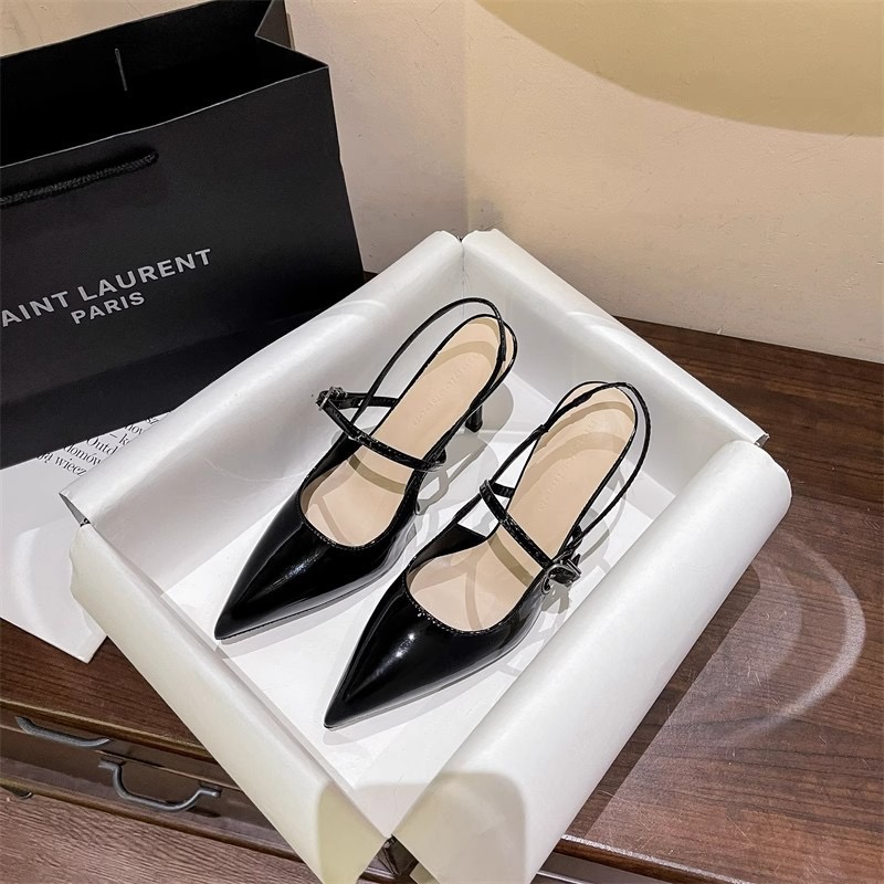 Toe Sandals Closed Comfort New Shoes for Women Suit Female Beige High Heels Sexy Retro Stiletto Fashion Black 2024 Open High-heeled