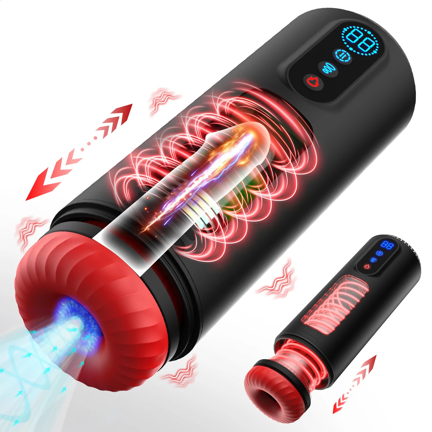 Penis Pump Sex Toys Male Masturbator 3D Textured Sleeve Heating Mens Adult Toys Male Vibrator Stroker LCD Display pocket 241205