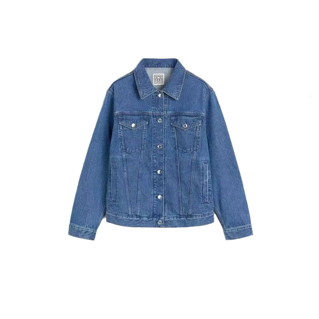 2024 Autumn Womens Cotton Long Sleeve Classic Cowboy Jacket Casual Full Match Collar Single Corset 241206