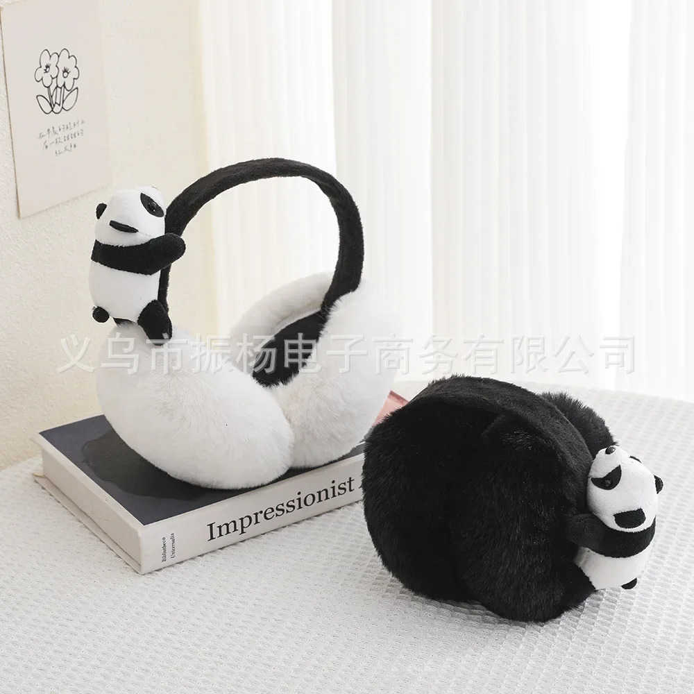 Fashion Winter Boys and Girls Cute Earrings Warm Plush Windproof Earrings 3D Panda Winter Earrings Female 241205