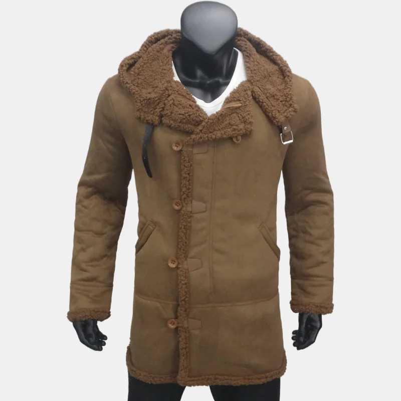 Jacket Mans Clothing Winter Biker Style Fleece Liner Jackets Male Streetwear Outerwears Faux Fur EU SizeXJ241206