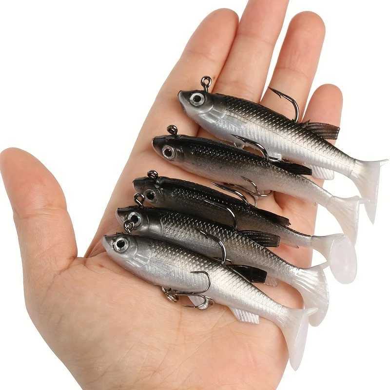 5pcs/Lot Jig Hook Silicone Soft Bait Set Swimbait 8cm 12.5g Fishing Wobbrs Artificial Rubber Baits for Pike Bass Lure TackXJ241128