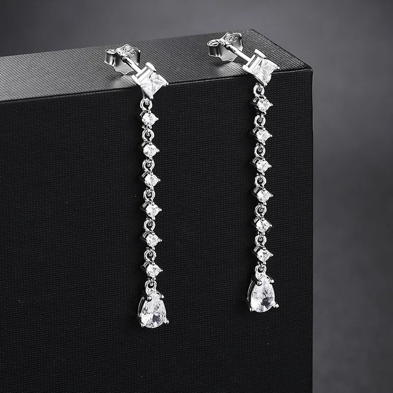 TBCYD Pear Cut Long Tassel Drop Earrings For Women 925 Sterling Sliver Lab Diamond Dangle Hanging Earrings Fine Jewelry Gifts 241205