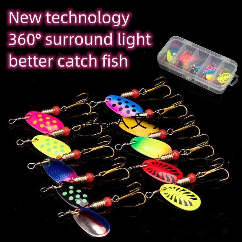 10pcs Fishing Lure Metal Spoon Spinner Spooit Crankbaits Fishing Wobbrs Pike Crochet Kit Artificial Bait with Tack BoxesXJ241128
