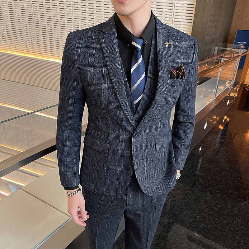 H392 Men's Business Casual Suit Plus Size Wedding Dress Formal Suit
