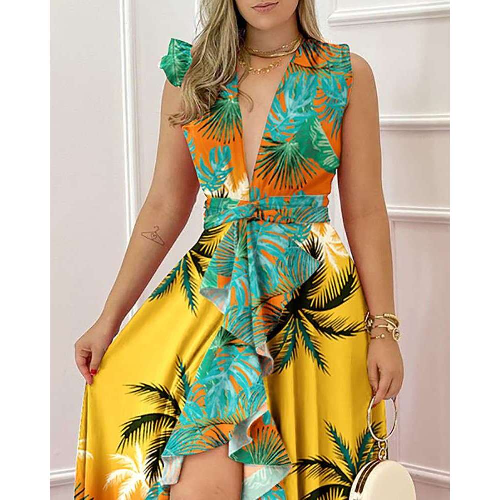 summer temperament commuting high waist design sense coconut tree print jumpsuit 2024 new casual fashion trend clothing