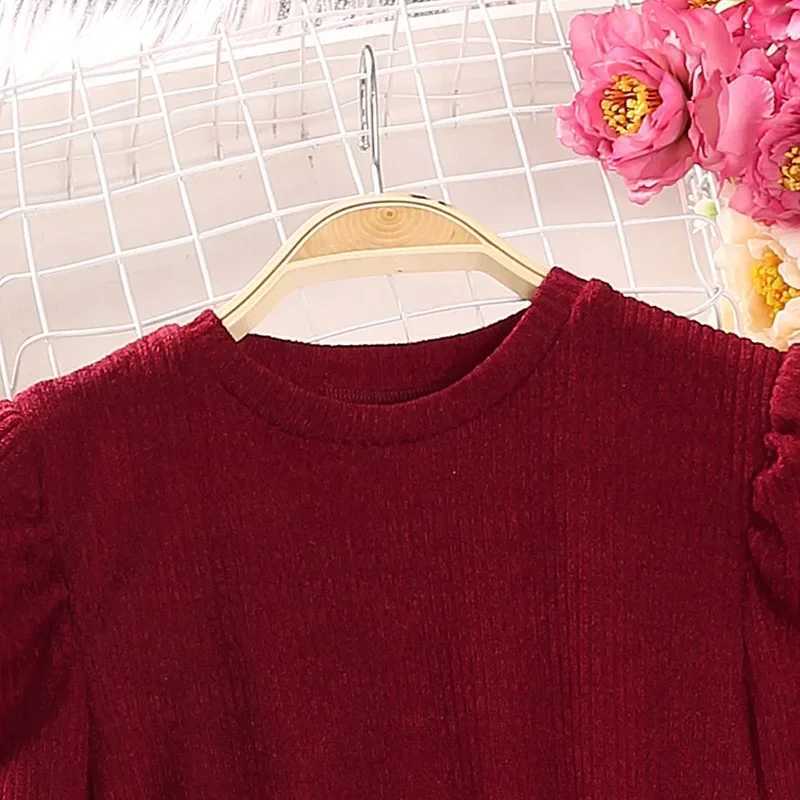 6-12 Years Spring Autumn Girls Dress Knitted Top Patchwork Big Flower Embroidered Lace Mesh Princess Dresses For ChildrenXJ241206