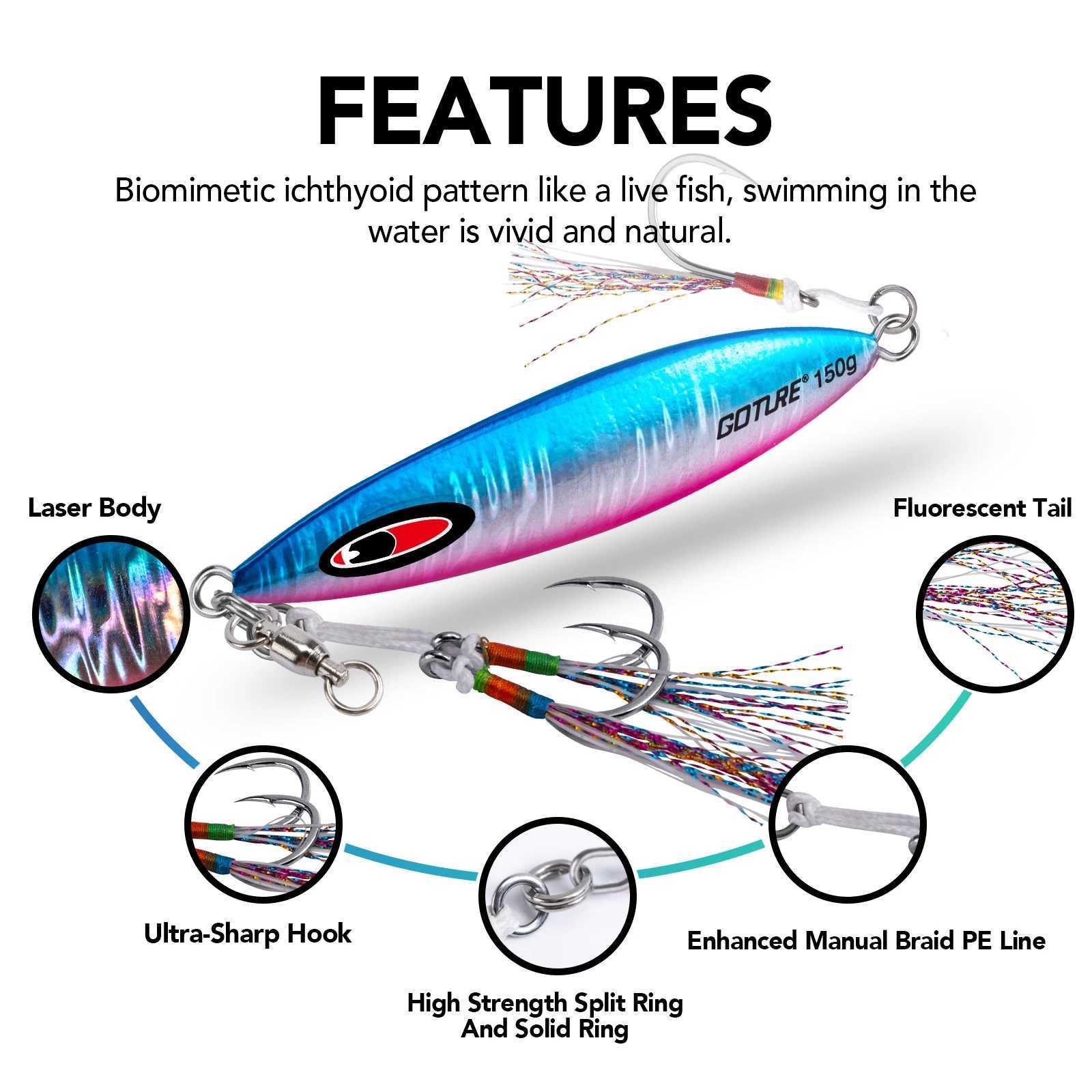 Goture Luminous fect SlowFast Jigging Fishing Lure 80g 100g 200g 250g Saltwater Lures With High Caon Steel Sharp FishhookXJ241128