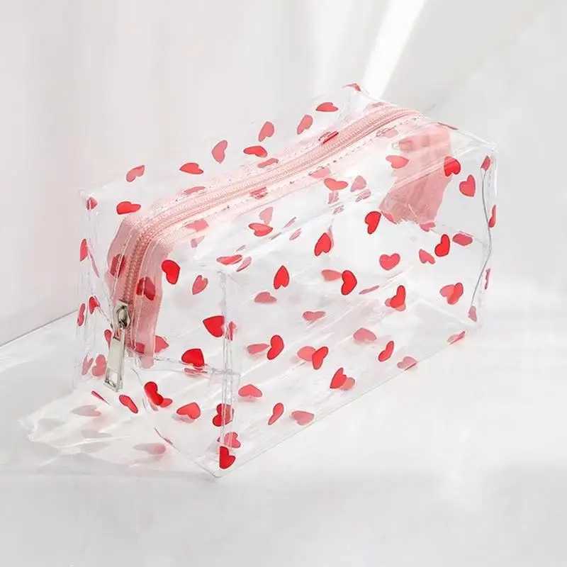 Waterproof transparent makeup bag for girls and students pencil case with floral printing Kaii makeup bag for travel portable zipper W bagXJ250415