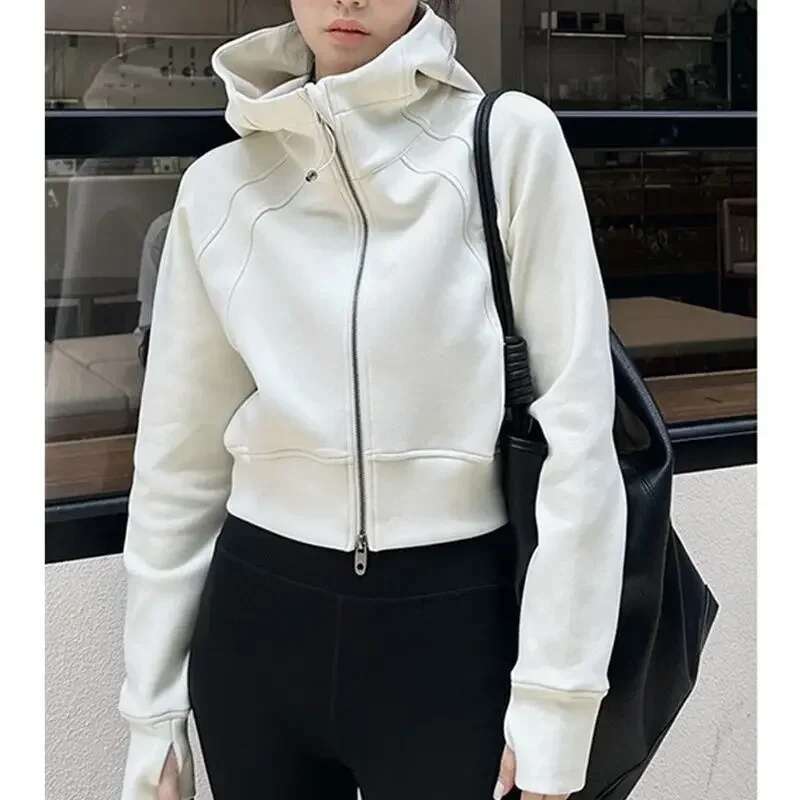 Lazy Style Solid Color Cardigan Zipper Hooded Long-Sleeved Sweatshirt For Women Autumn New Temperament Versatile Jacket