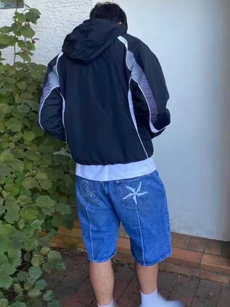 DEEPTOWN Y2k Hip Hop Denim Shorts Jorts Mens Streetwear Harajuku Fashion Casual Punk Rock Gothic Wide Leg Baggy ShortsXJ241206