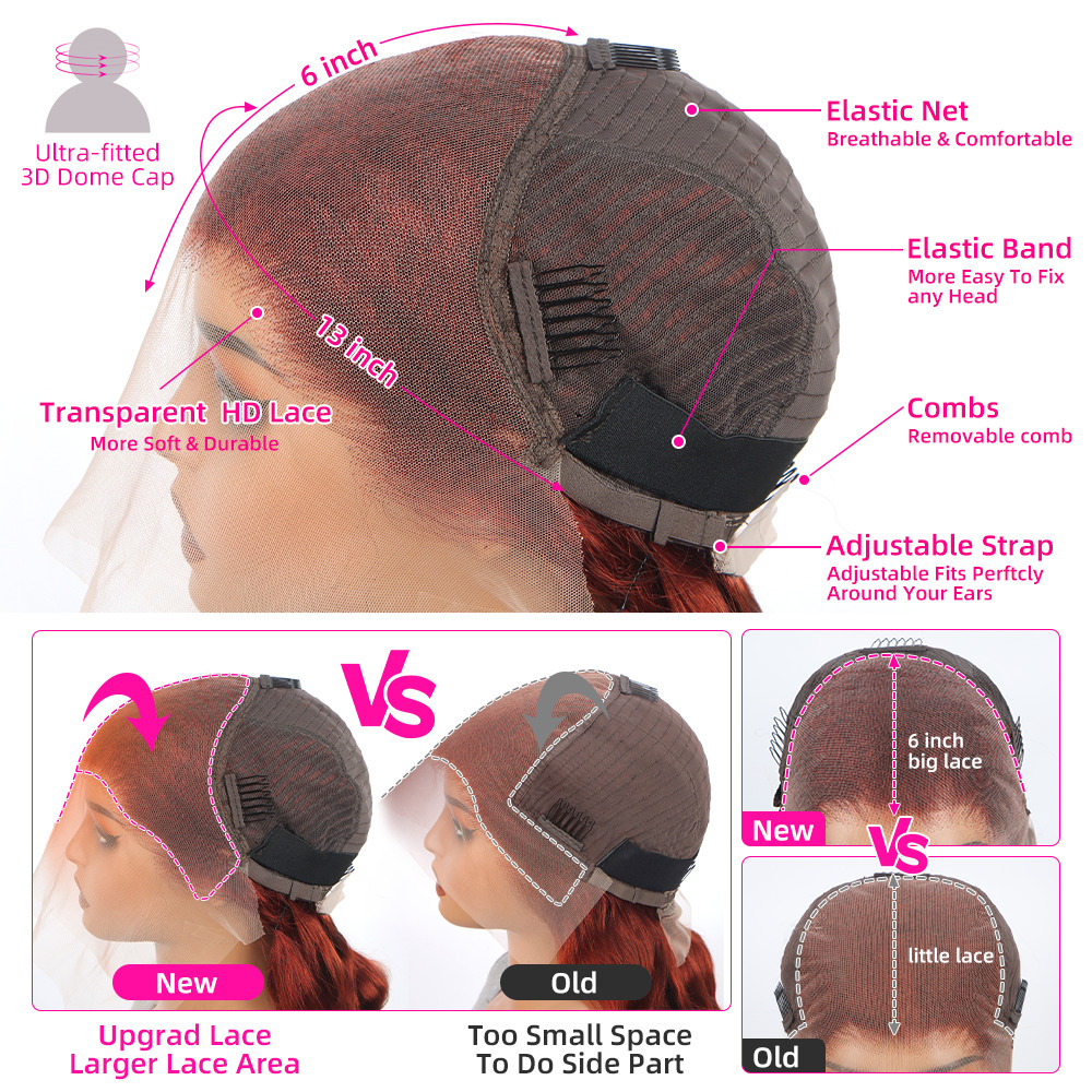 Reddish Brown Straight 13X6 Hd Pre Plucked 13X4 Lace Frontal Wig Brazilian Human Hair Wigs For Women