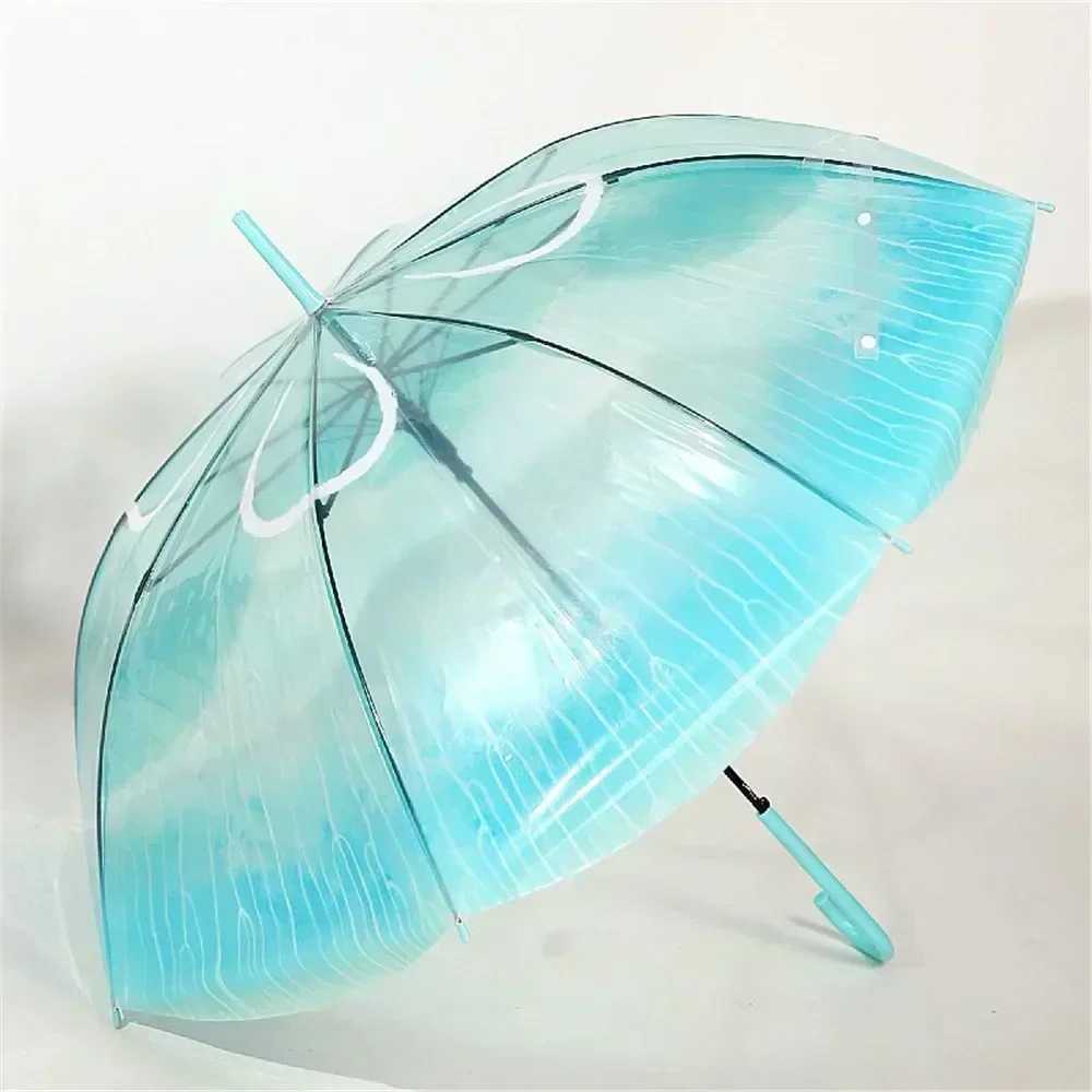 New Arrival Unique Beach Parasol Portable New Handheld Jellyfish Authentic Umbrella Plastic Neutral Raincoat Transparent Gradient Z241206