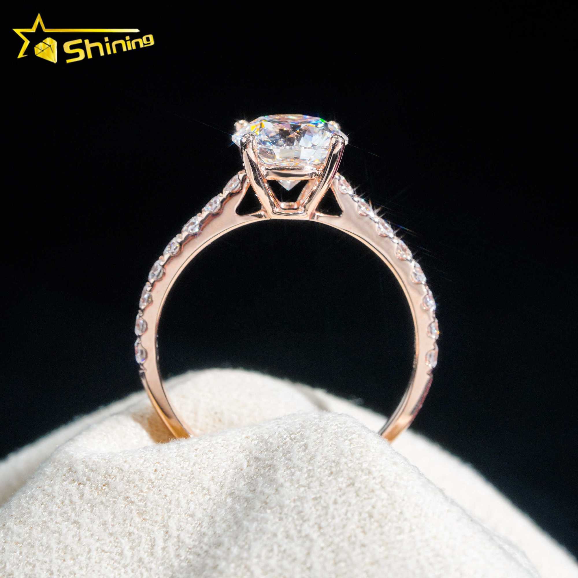 With GIA Certificate Women Jewelry Round Brilliant Cut 1.01ct 10K Real Gold D Color Lab Diamond Wedding Ring