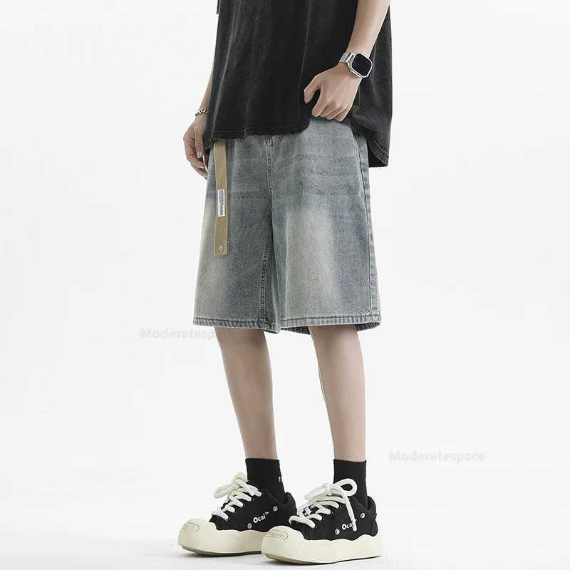 Summer New Mens Vintage Denim Shorts Fashion Ultra-thin Breathable Bermuda Jeans Baggy Casual Male Wide Short PantsXJ241206