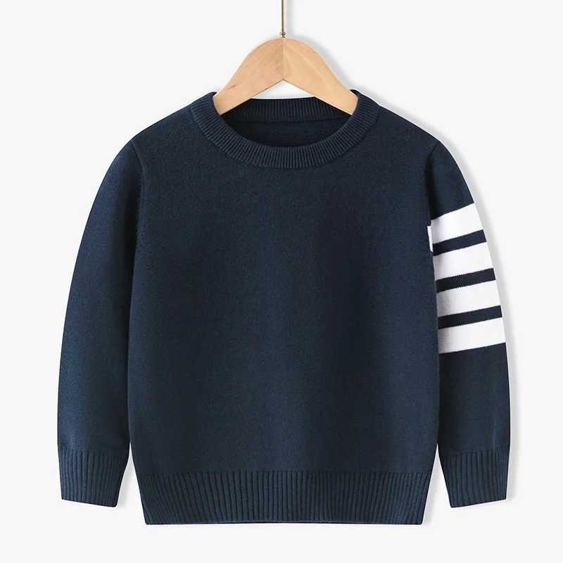 Cardigan Boys wool sweater crocheted cotton windproof 2024 gray autumn winter Christmas gift school warm childrens clothing Q241205