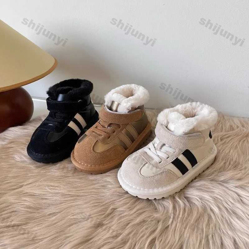 Winter Childrens Baby Boots 2024 New Plush Comfortable Warm Cotton Shoes Children Anti Kick Plush Anti Slip Outdoor Snow BootsXJ241206