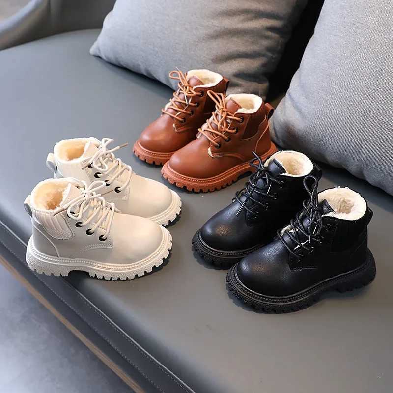 2024 New Sle Childrens Snow Boots Girls Boys Plush Short Boots Casual Warm Ankle Shoes Kids Fashion Sneakers for Kids F07195XJ241206
