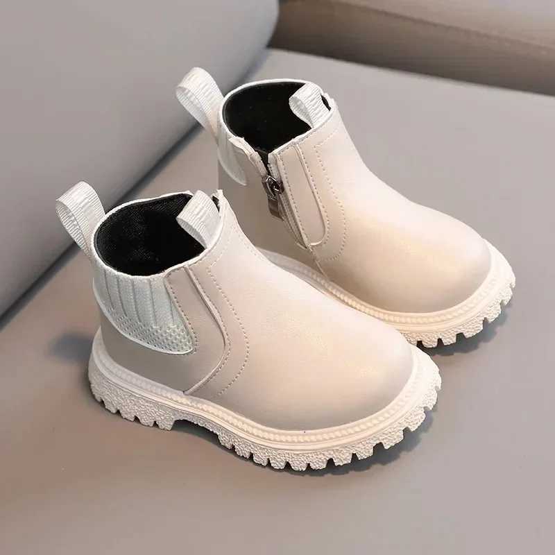 Childrens Boots For Boys Girls Fashion Children Ankle Snow Boots Rubber Sole Autumn Warm Winter Side Zipper Kids ShoesXJ241206