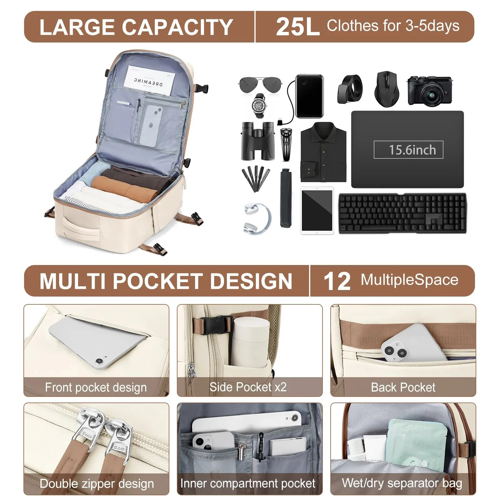 Likros Airplane Bag Ryanair Cabin Backpack 40x20x25 Easyjet Bag 45x36x20 Business Travel Backpack Laptop Waterproof Backpack 241206