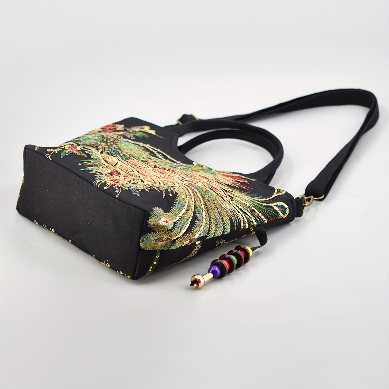Ethnic Style Large Capacity Strap Crossbody Bag Canvas Embroidered Single Shoulder Handbag