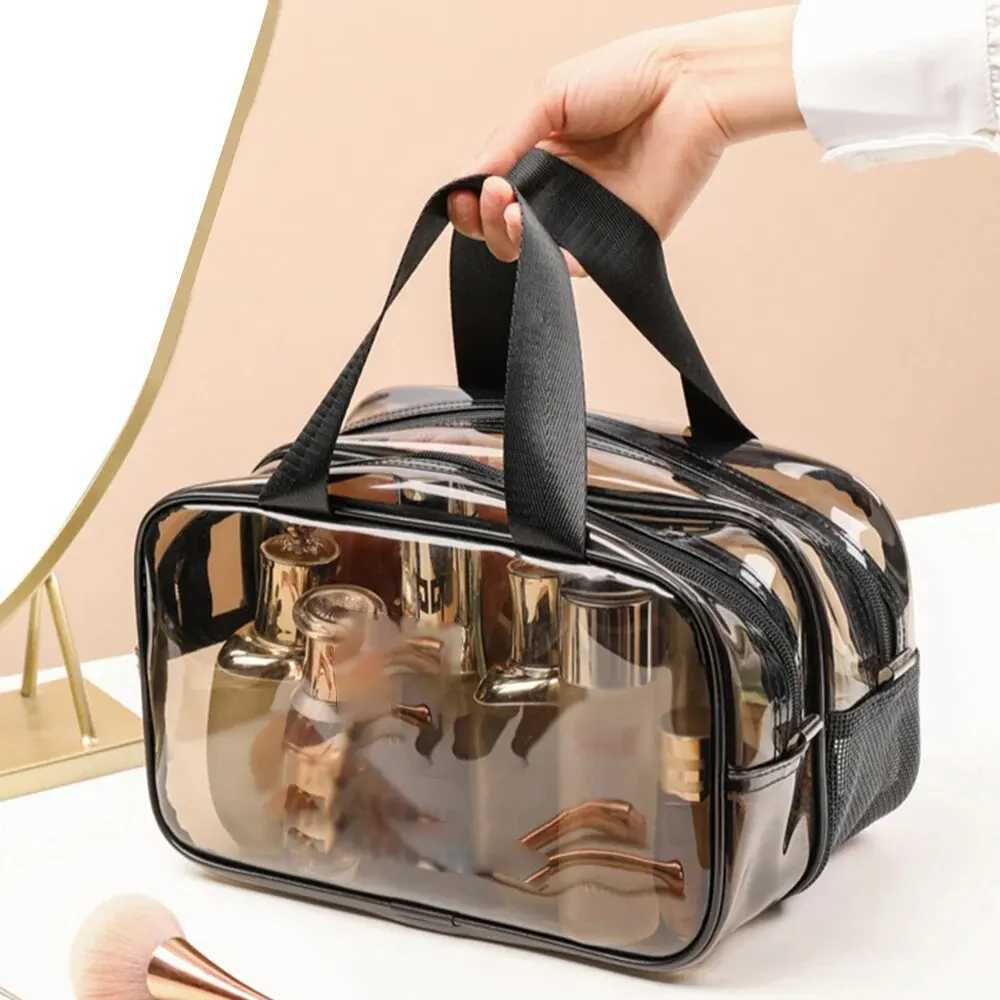 Dry Wet Separati Transparent Waterproof Makeup Bag With Double-Layer Large Capacity Portable Pvc Mesh Storage Bag W BagXJ241206