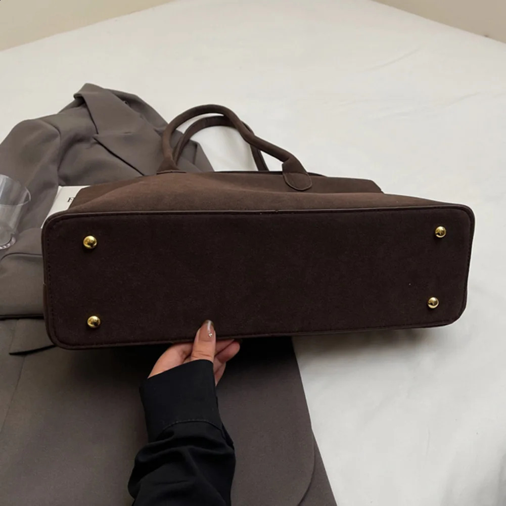 Shoulder Bag for Women Men with Inner Pocket Retro Handbag Suede Solid Color Underarm Bag Satchel Bag Work Travel Bag 250319