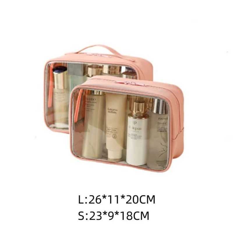 New PVC Transparent Cosmetic Bag Female Portable Large Capacity W Bath Fitness Swimming Travel Cosmetic BagXJ241206