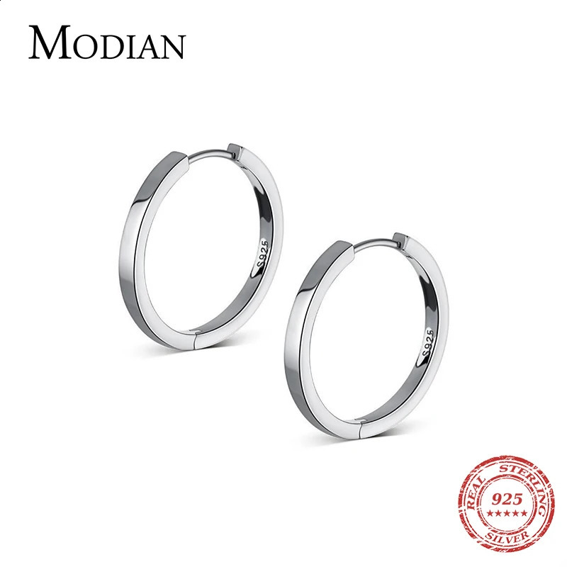 Modian Solid 925 sterling silver 2CM smooth minimalist simple earring set with stud earrings 241205