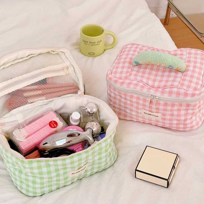 Persality Women Tote Cott Makeup Bag Portable Large Capacity Travel Organizer Cosmetic W Pouch Ladies Make Up Storage BagXJ241206