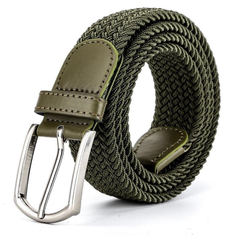 110cm Navy Blue Green High Leather Buckle Belt Jeans Accessories Men Elastic Braided Casual Women Canvas match 1PCS 241205