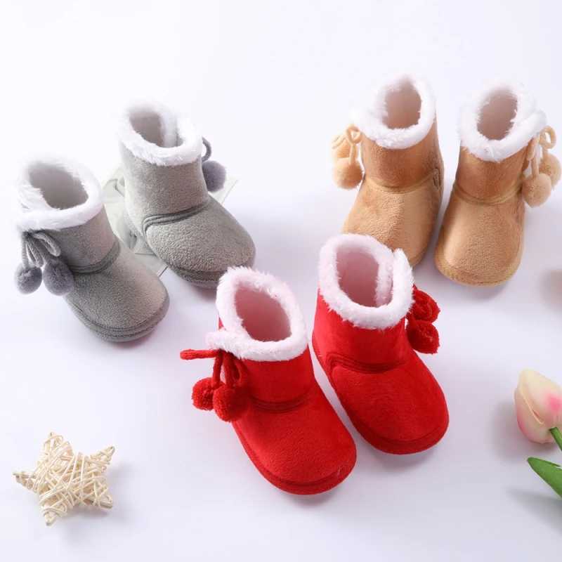 Autumn Winter Warm Newborn Boots Baby Girls Boys Shoes Toddler Soft Sole Fur Snow Boots Infant Toddler Cotton-Padded ShoesXJ241206