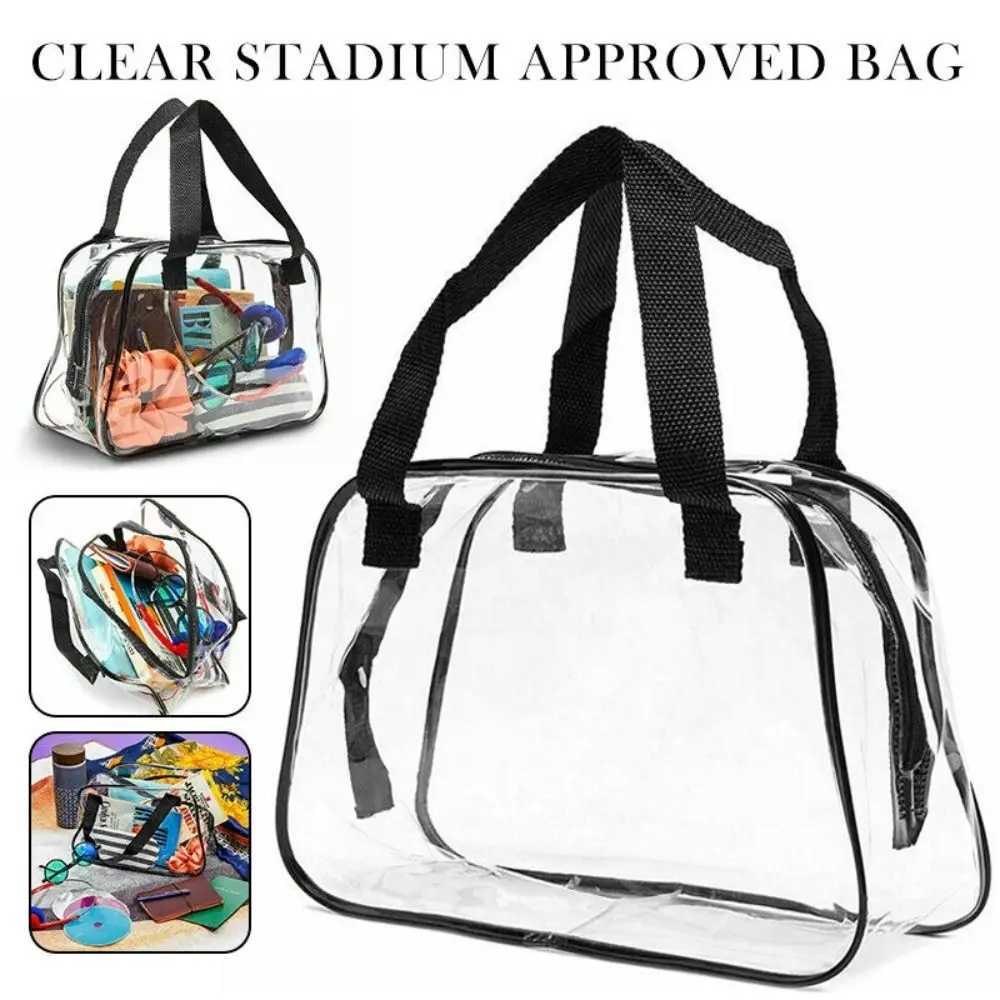 PVC for Travel Ccert Transparent Cosmetic Bag Clear Stadium Approved Tote Bag Travel Toiletries Bag Small HandbagXJ241206