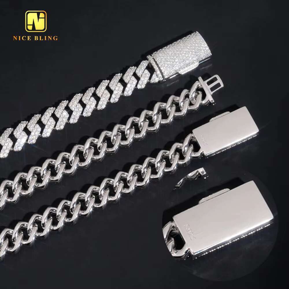 Pass Tester 12mm Custom Iced Out Dia Hip Hop Jewelry Cuabn k Chain Sier VVS Moissanite Necklace A+