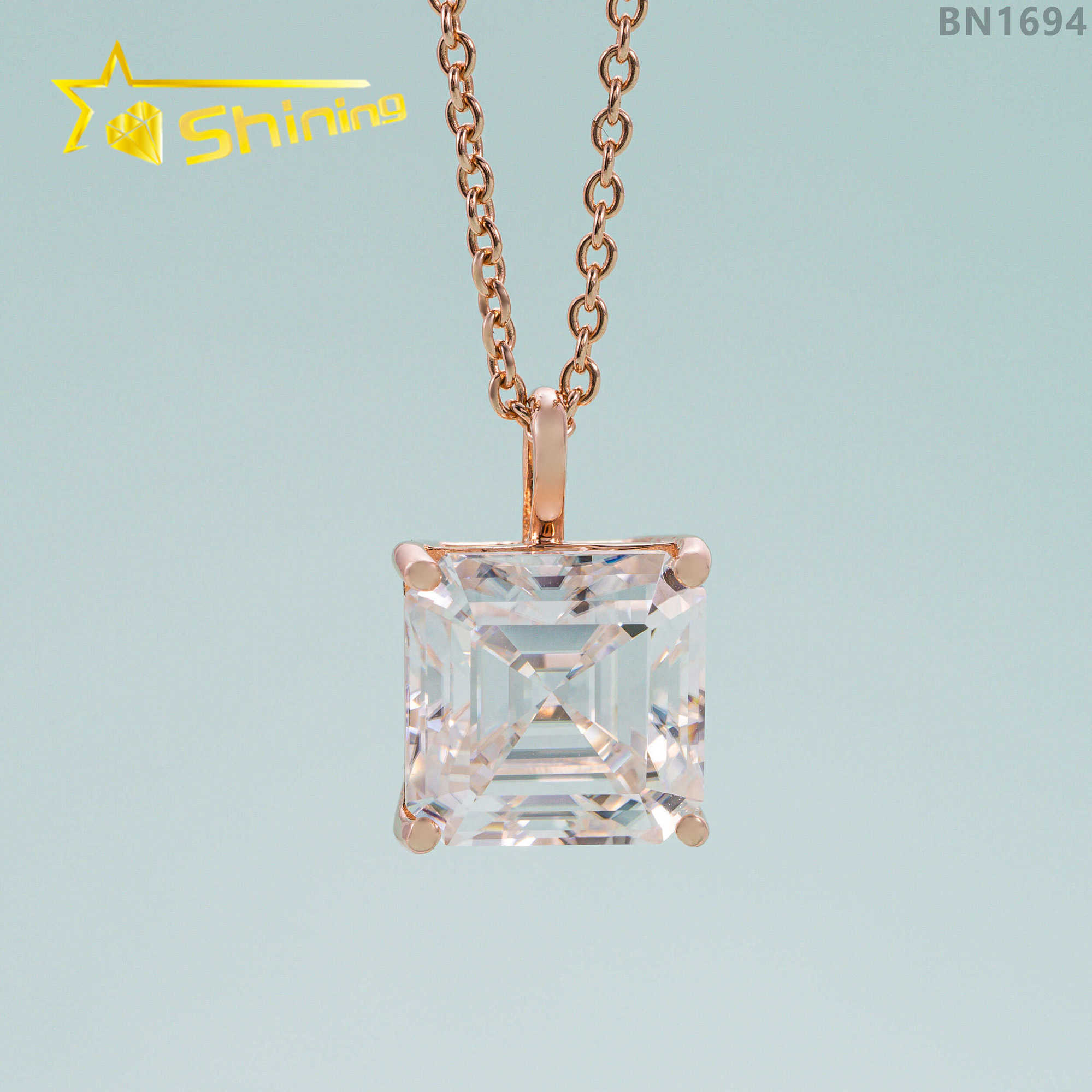 Pass diamond tester asscher cut moissanite necklace custom iced diamond women fine pendant necklace