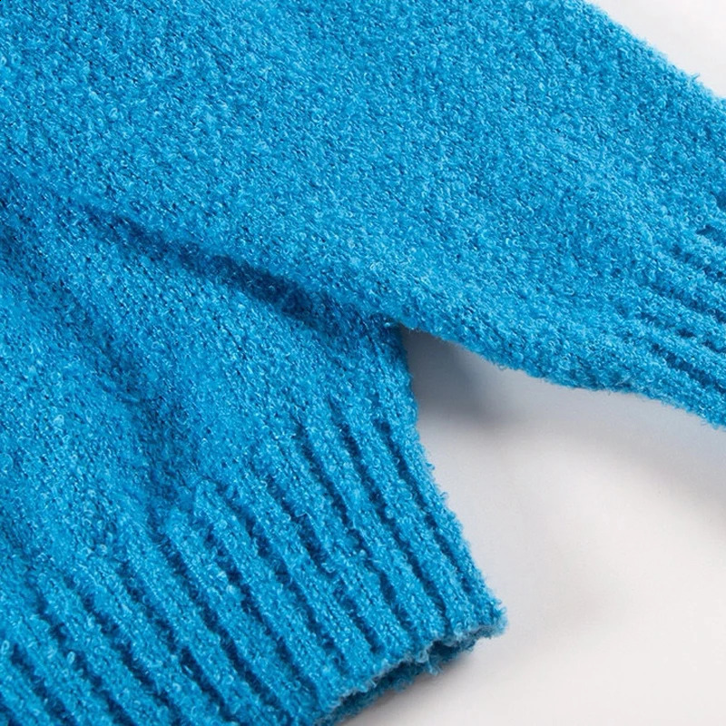 American Style Big R Sweater Winter Intensification Fluffy Sense Advanced Male Female Couple Crew Neck Multicolour Pullover 241205