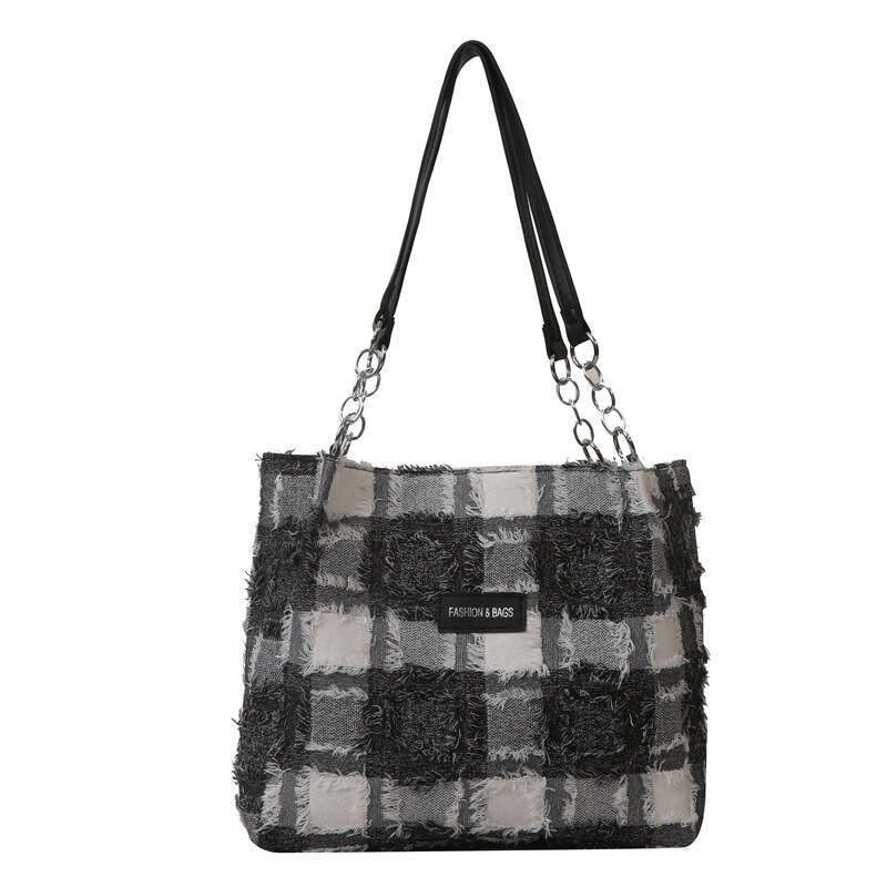New Women's Japanese Plaid Tote Shoulder Casual Simple Mommy Outdoor Bag Canvas Handbag B2