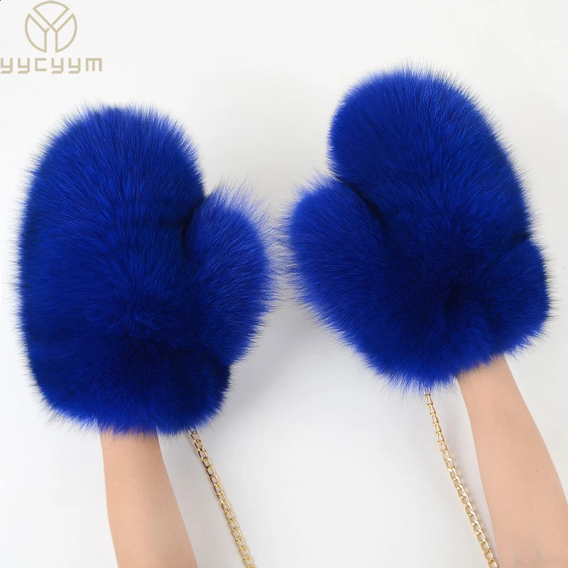 2024 Girl Fashion True Fox Fur Gloves Winter Womens Natural True Fox Fur Gloves Warm 100% Genuine Fox Fur Gloves 241206