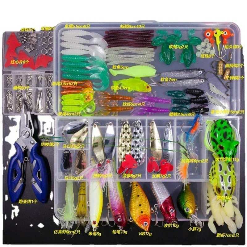 NewMixed Fishing Lure Set Soft and Hard Bait Kit Minnow Metal Jig Spoon Tack Accories with Box Bass Pike Crank Lure SetXJ241128