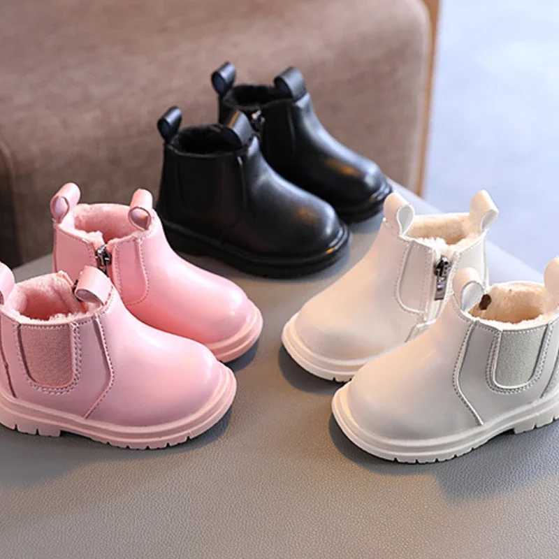 Baby Boots 2024 Autumn Winter Infant Warm Cotton Shoes Newborn PU Leather Solid First Walkers Toddler Boys Girls Ankle BootsXJ241206