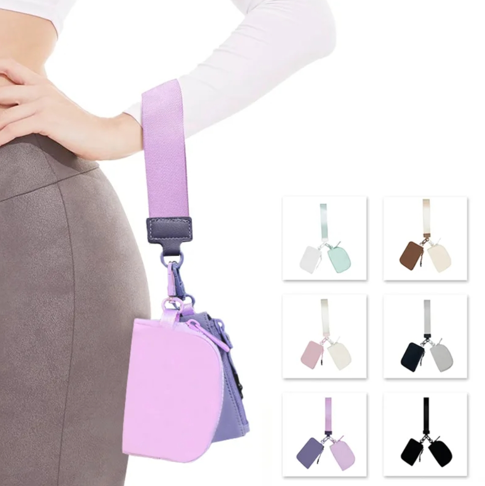 10 Colours Yoga Bag Dual Pouch Mini Zip Around Wristlet Portable Keychain Wallet Coin Purse Pocket Wholesale 1206