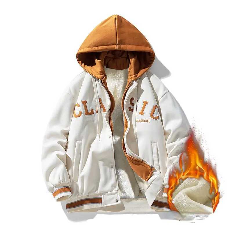 Embroidery Trendy Sweatshirt Coat Thick Warm Zipper Lamb Wool Jacket Men and Woman Winter Plush Lined Hip Hop Cardigan HoodieXJ241206