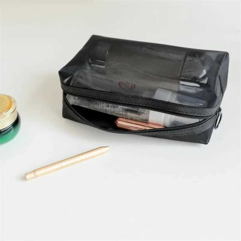 1PC Black Women Men Necessary Cosmetic Bag Transparent Travel Organizer Fi Small Large Black Toiletry Bags Makeup PouchXJ241206