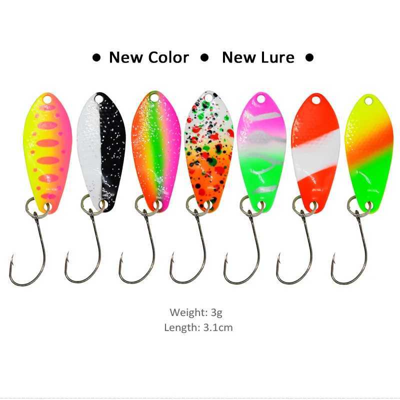 7pcs/Lot 2.3g 3g Fishing Spoon Lure Metal Sequin Trout Lure Swim Bait Spoons Isca Pesca Lrre Truite Fishing Tack AccoriesXJ241128