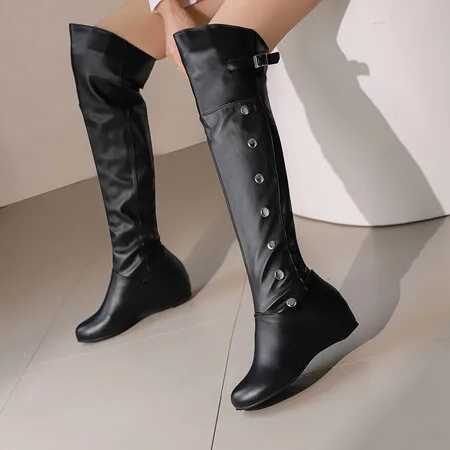 High Quality Fi Over Knee High Boots Wens Winter Thigh Boots Thick High Heel Stree Lg Boots Slip Autumn Shoes Wan Black and White T241206