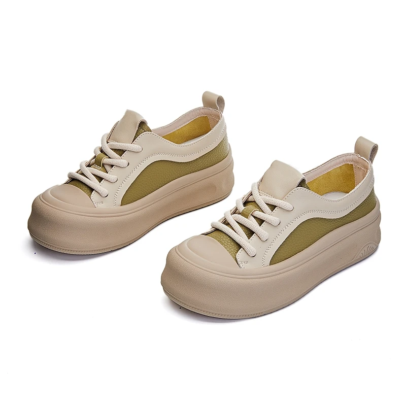 AIYUQI Women Sneakers Shoes Genuine Leather Casual Shoes for Women Platform Lace-up Retro Sneakers Women