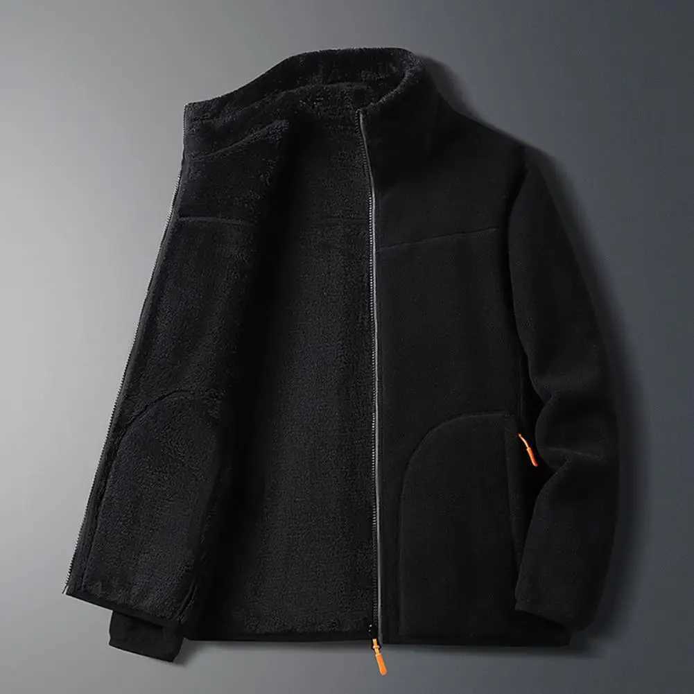 New Men Fleece Jacket Pockets Thicken Polar Jackets Cold-Proof Overcoat Plus Size Women Coat Winter Windbreaker Jackets For MenXJ241206