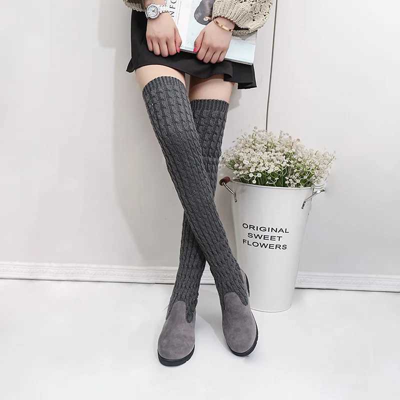 High Quality Autumn/Winter New Fi Knitted Wool High Socks Suitable for Lg Elastic Tight Boots on Warm Wedge Knees T241206