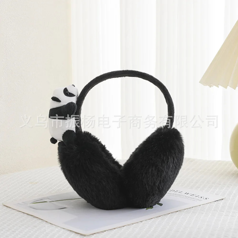 Fashion Winter Boys and Girls Cute Earrings Warm Plush Windproof Earrings 3D Panda Winter Earrings Female 241205