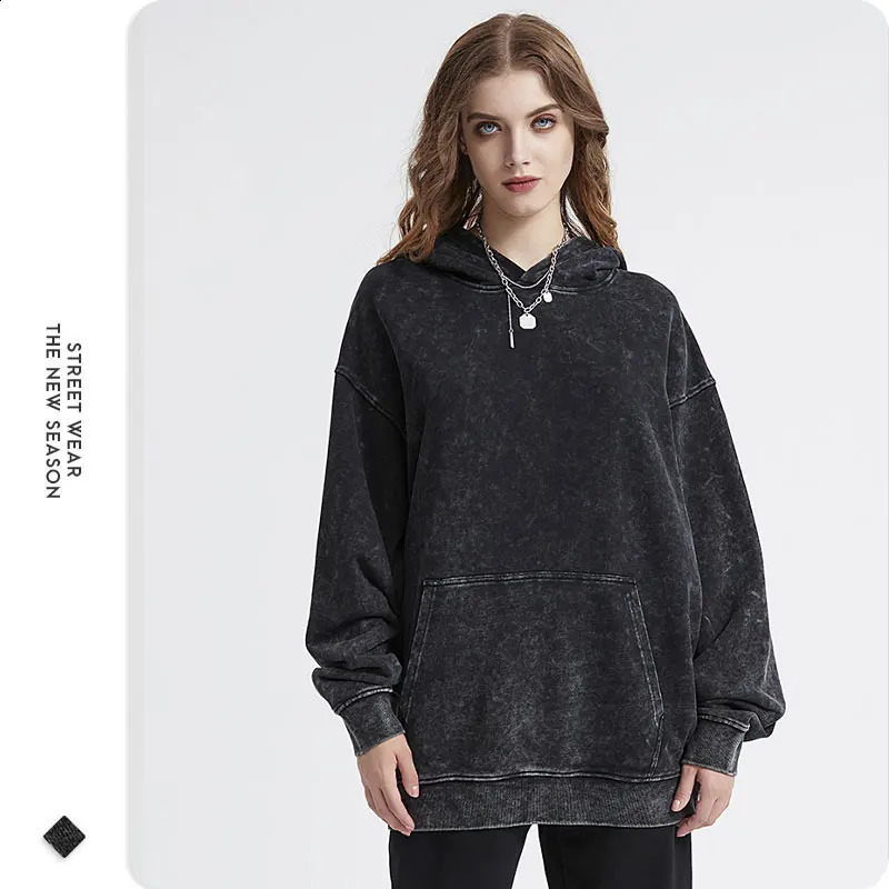 Vintage Washed Hoodies Oversized Hooded Sweatshirts Harajuku Retro Streetwear Sweater Pullover Hoodie For Men Women 100% Cotton 241203